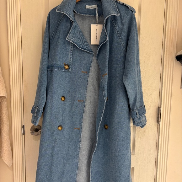 Brand New Bronze Snake Ashley Denim Trench Coat - Picture 2 of 5